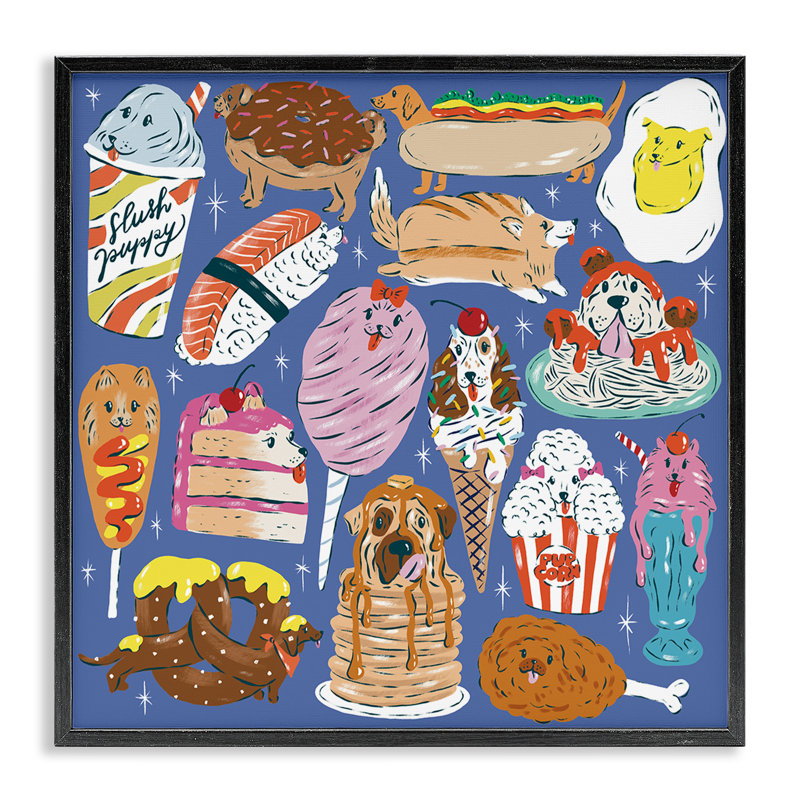 Illustration de nourriture pour chien, giclée encadrée, design par Krissy Mast, H 24 po x l 24 po