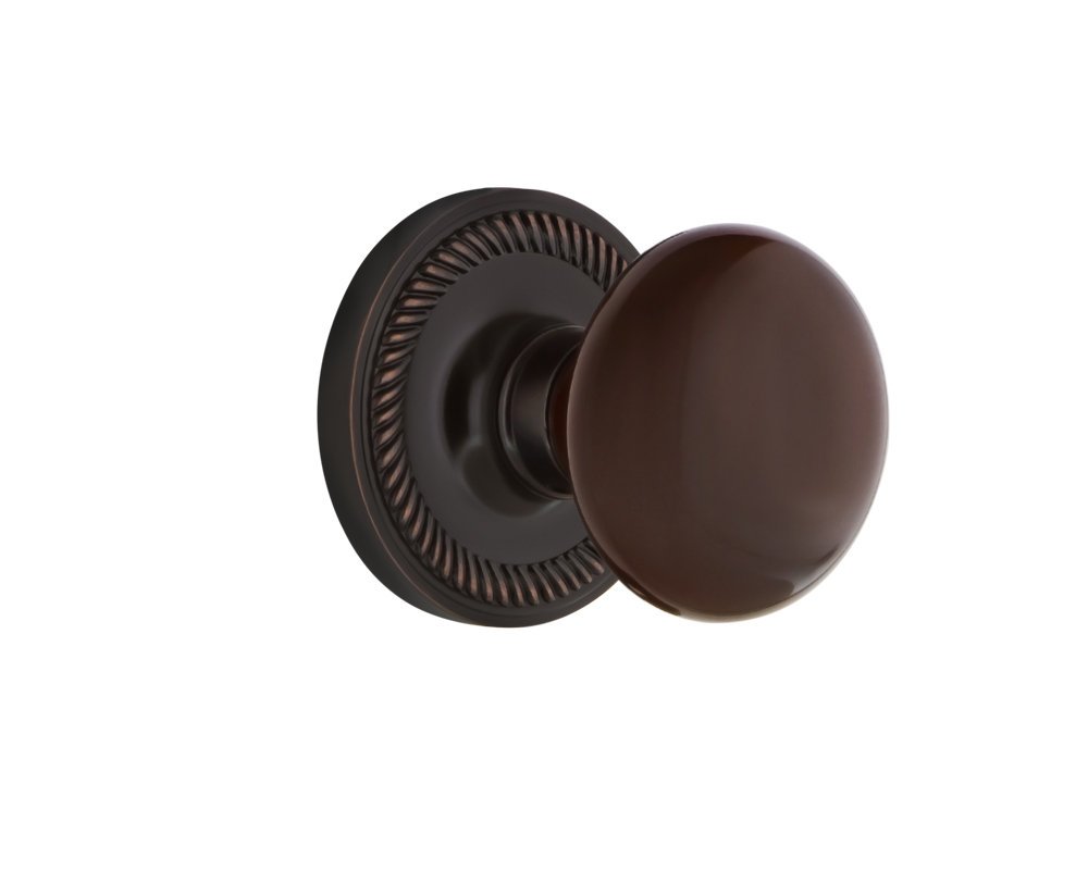 Brown Porcelain Interior Mortise Door Knob with Rope Rosette Nostalgic Warehouse 