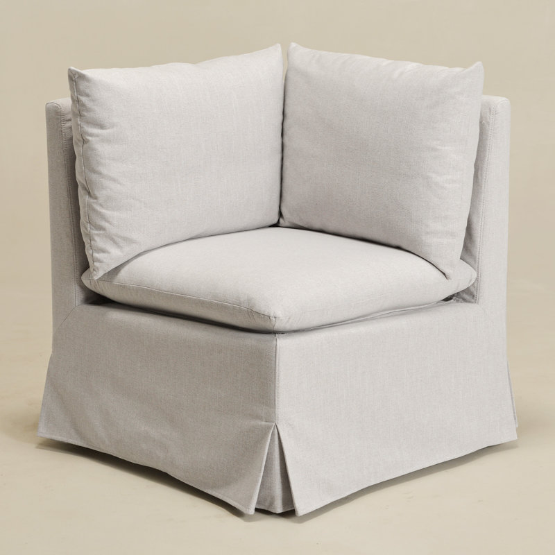 Crampton Performance Fabric Down Fill Slipcover Dining Corner Chair, Light Gray