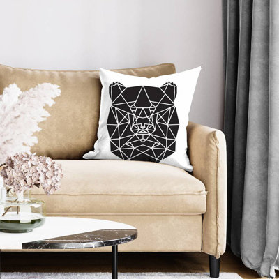 Geometric bear head - 20"x20" Throw pillow cover - Poly twill - Print on demand