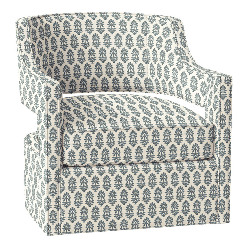 Fauteuil pivotant l 29,5 po Phoebe, Perigold Francine bleu fumée