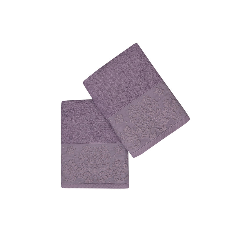 Ensemble de serviettes 2 pièces 100% coton Leyhill, Mauve