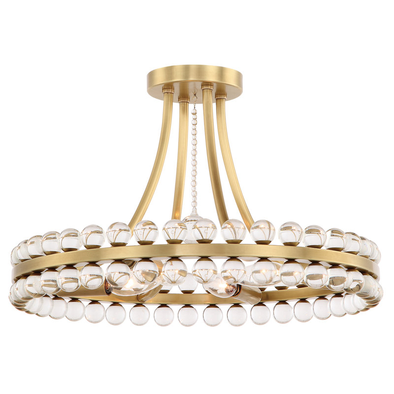 Kristine Semi Flush Mount, Aged Brass