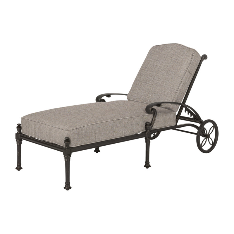 Florence Chaise Lounge Frame with Sunbrella Cushions, Cast Ash Sunbrella® Plainweave, Desert Bronze