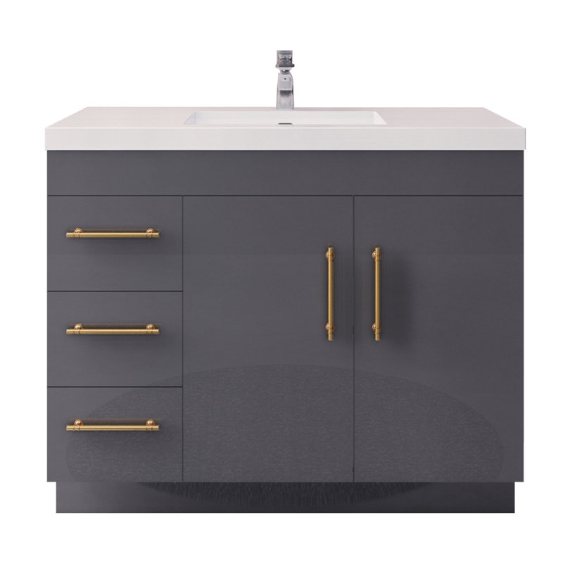 Meuble-lavabo simple l 42 po Spring, Gris