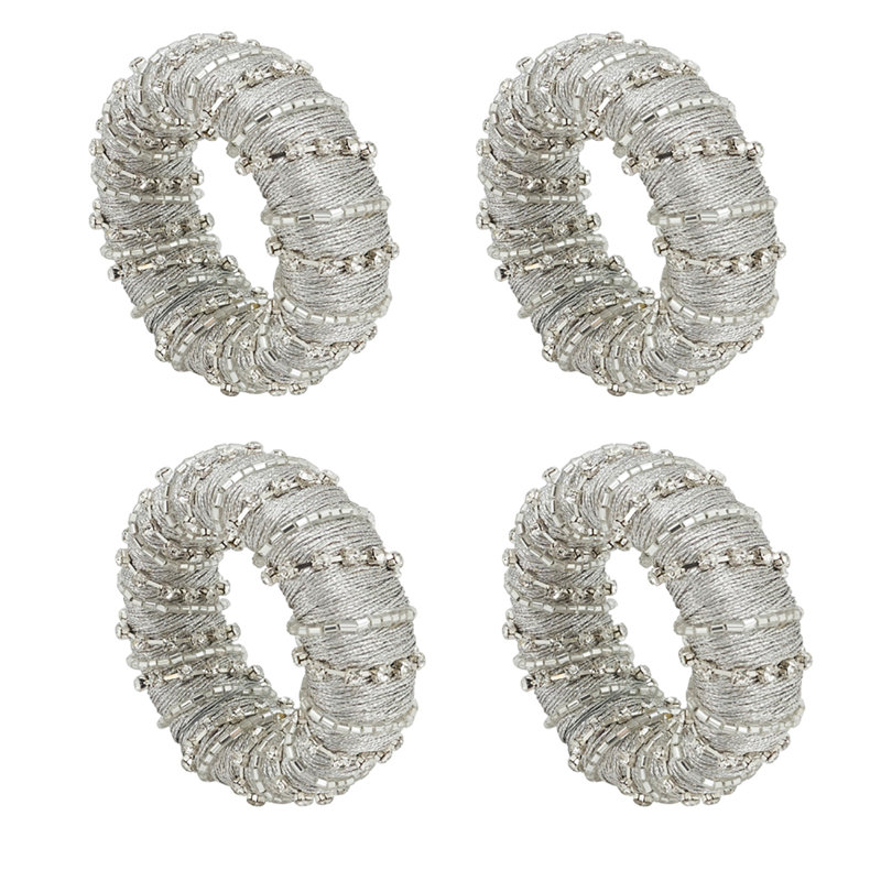 Fer, porte-serviette perles de verre, Argent
