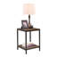 Table d'appoint industrielle en bois avec tablettes ouvertes, brun