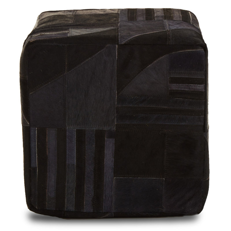 Pollmann 41cm Wide Genuine Leather Square Abstract Pouffe Ottoman
