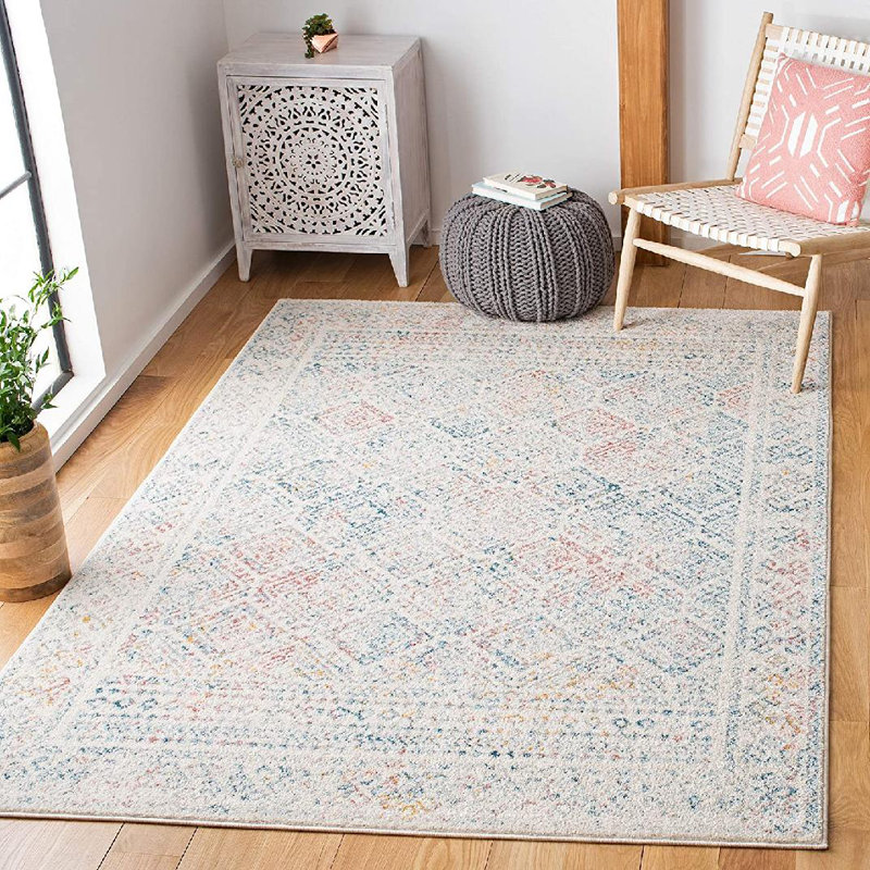 Tapis ivoire / terre cuite Dennison Southwestern, Carré 3 pi