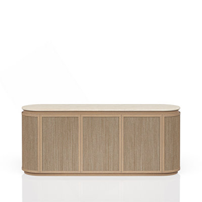 Durable Stone Top And Rope Front Server With Power-Ready Convenience And Soft-Closing Hinges For Elegant Dining Rooms
