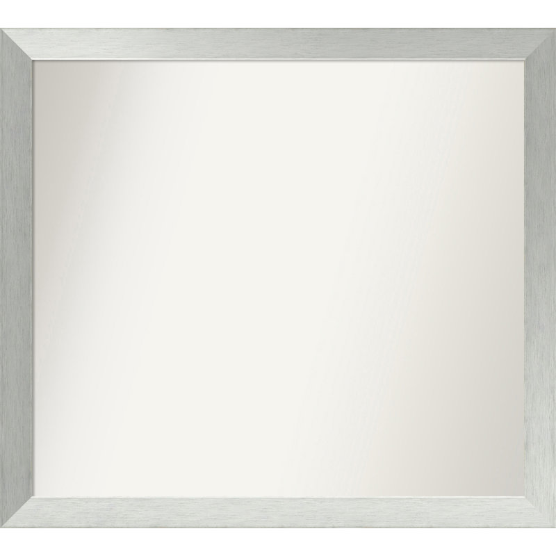 Miroir de salle de bain mural en argent brossé sans cadre, Rectangle, 36 po x 40 po