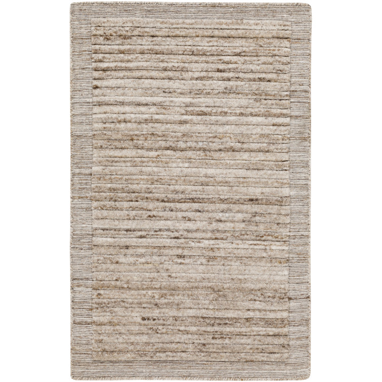 Yasmin Hand Loomed Striped Area Rug in Beige