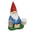 Statue solaire gnome tenant deux boules craquelées