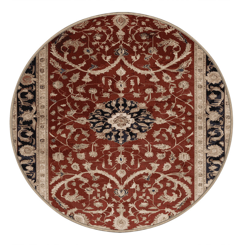 Tapis brun lavable à la machine, Rond 5 pi
