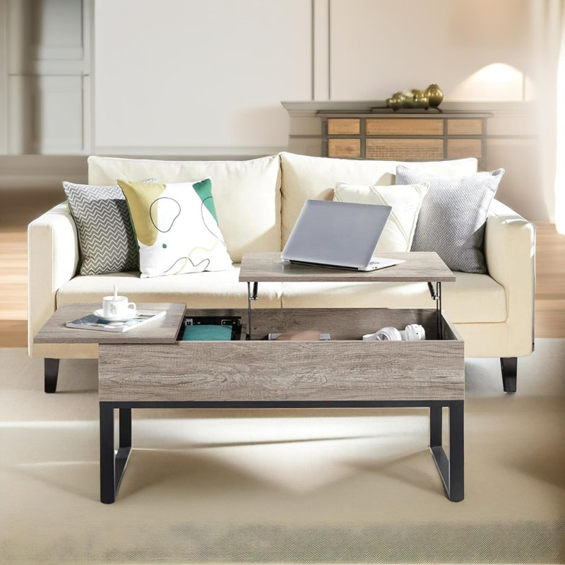 Alaettin Lift Top Extendable Enclosed Coffee Table with Storage Living Room