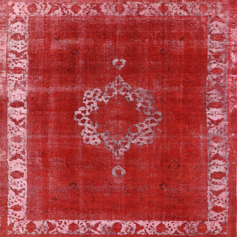 Tapis de style oriental rouge, Carré 6 pi
