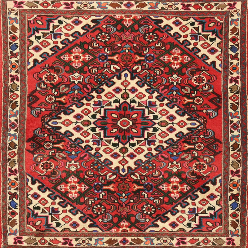 Tapis oriental oriental / noir / crème, Carré 8 pi