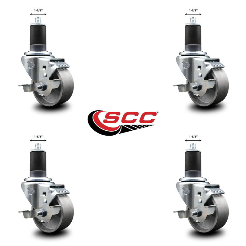 Ensemble de roulettes extensibles pivotantes de 3 po à 1 5/8 po avec frein SCC