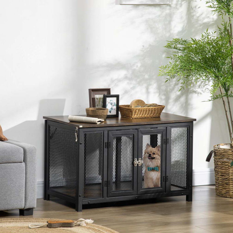 Caisse pour chien avec plateau ouvrable, table de bout pour cage de gros chien
