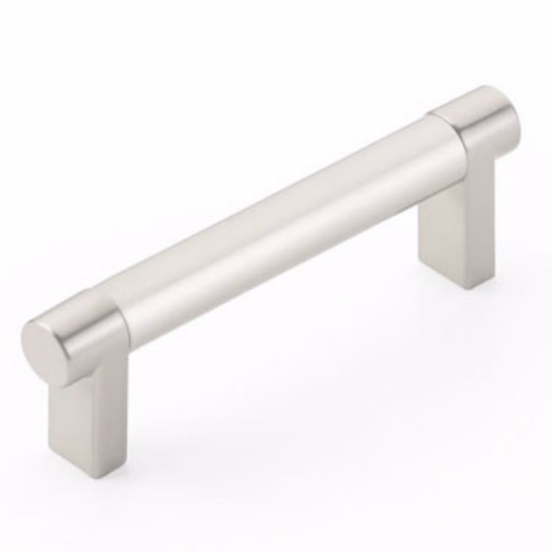 Emtek Select Cabinet Pull w/ Rectangular Stem & Smooth Bar, Satin Nickel, 5" Center to Center