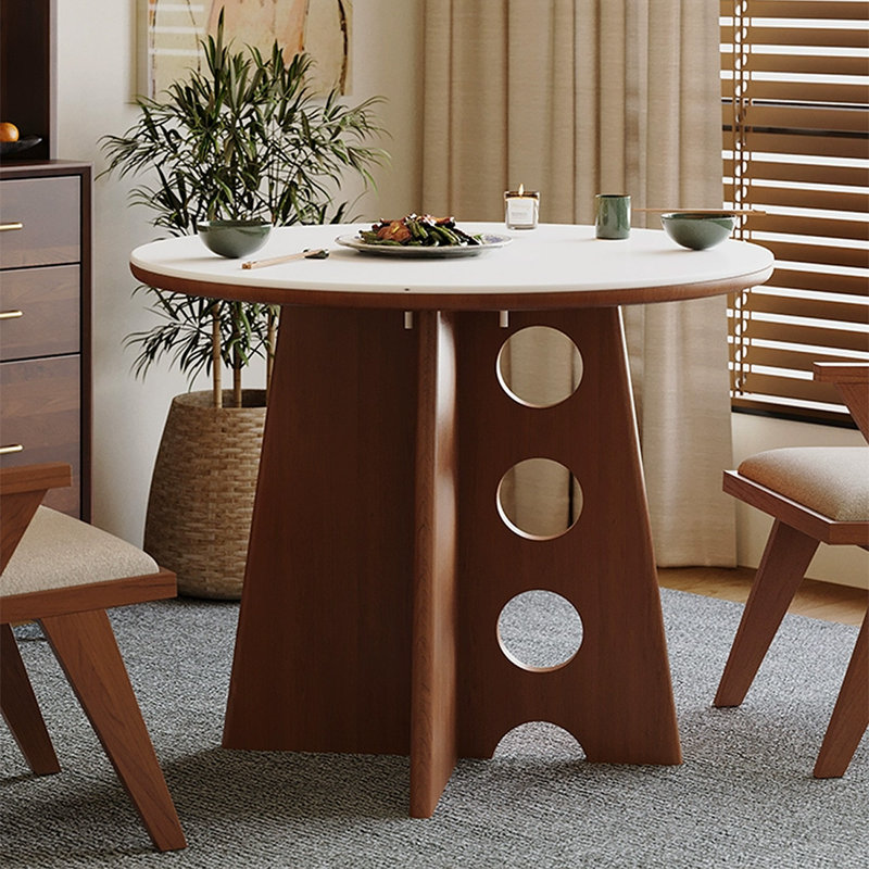 Table de salle à manger blanche et noyer, H 29,53 po x L 31,5 po x l 31,5 po
