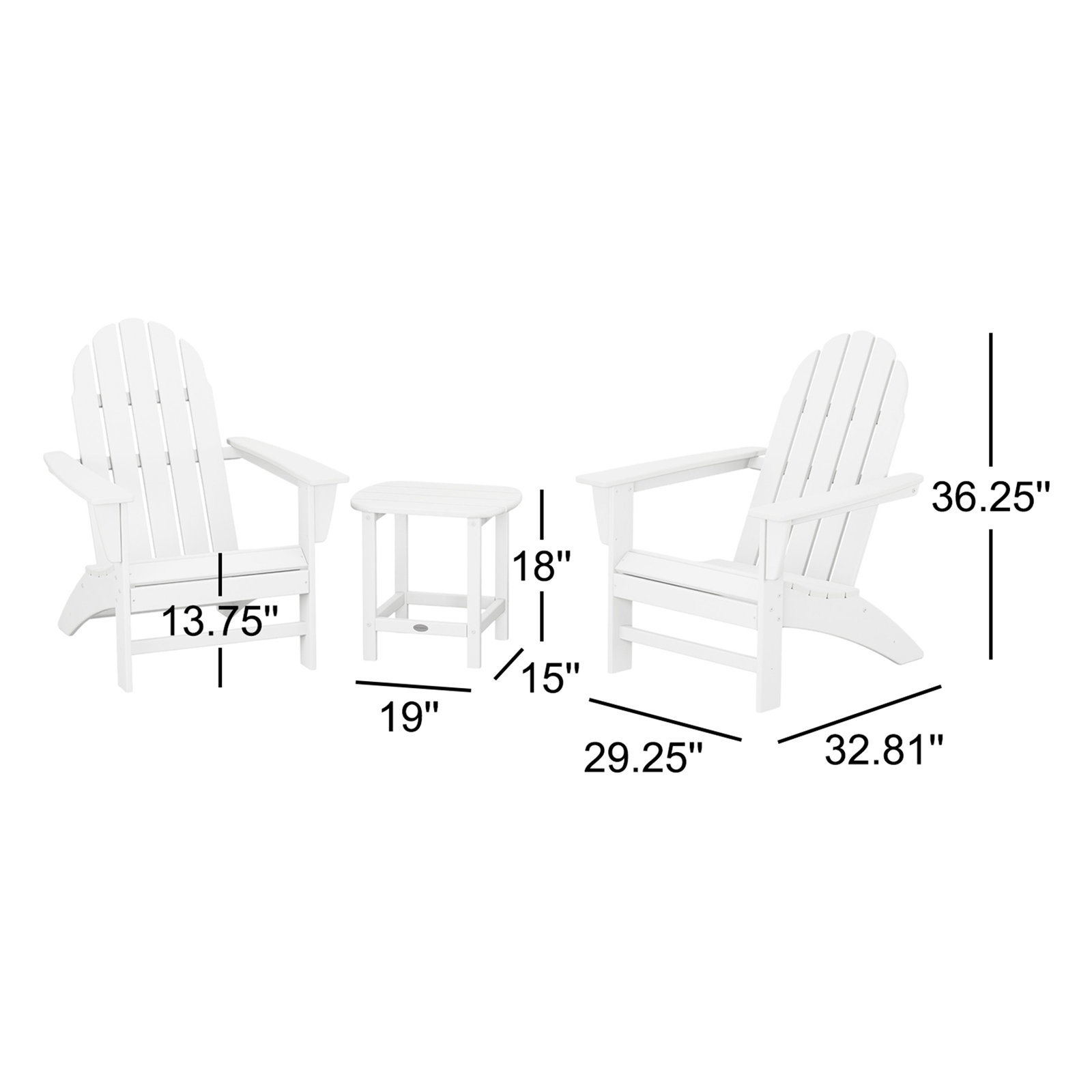 POLYWOOD® Vineyard 2-Person Patio Seating Group, White