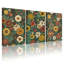 Plantes et fleurs, motif floral avec couleurs vives et feuilles, ensemble de 3 impressions sur toile-551295624