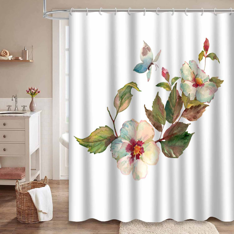 Rideau de douche imperméable avec 12 crochets Beautiful Bouquet White Roses, L 72 po x l 78 po