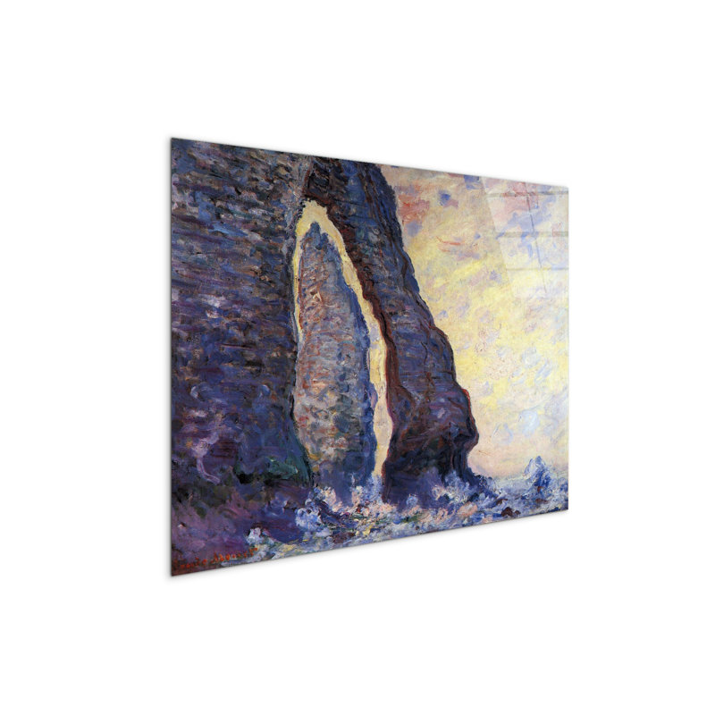 La Porte d'Aval and the needle at EÌtretat by Monet Claude 57cm H X 76cm W CrystalArt Material Acrylic Glass Effect, Frameless Panel Lightweight Ready to Hang