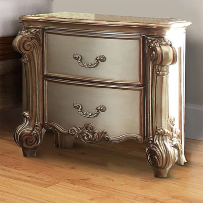 ACCOLADE FURNITURE LLC Sophisticated Style 2 Drawers Nightstand, Bed Side Table