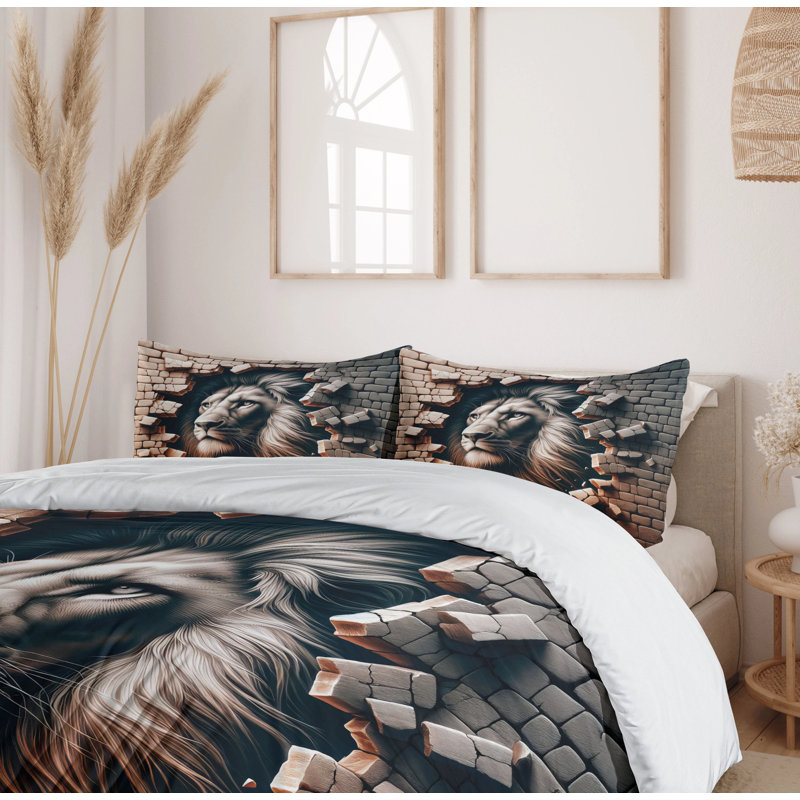 Lion Duvet Cover, California King Duvet Cover + 2 Standard Shams