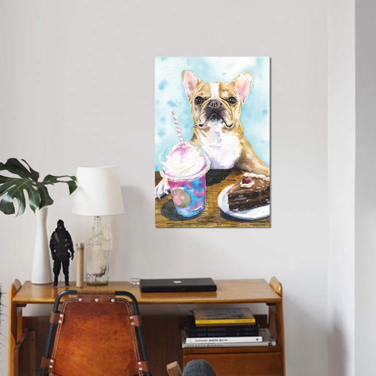 « cafe ii », reproduction sur toile, H 12 po x l 8 po x P 0,75 po, Toile tendue, Pas de tapis
