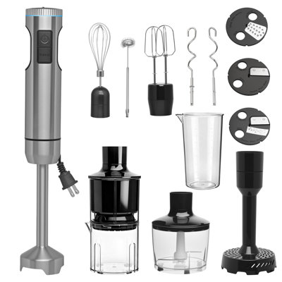 Handheld Immersion Blender Bundle 1000W 11-In-1 With Orange Juicer