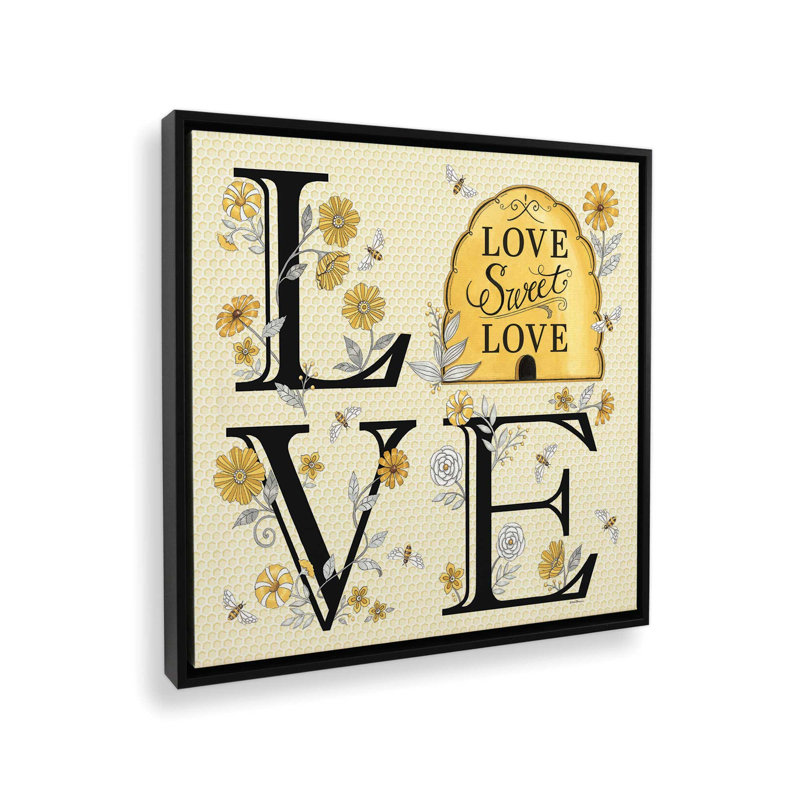 «Love Sweet Love» par Deb Strain, reproduction d'art, L 30 po x H 30 po, Noir, Toile avec cadre