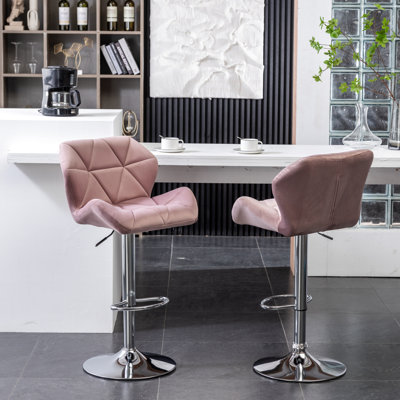 Siège pivotant en velours mauve de 2 sièges et fonction de hauteur réglable, dossier, siège confortable