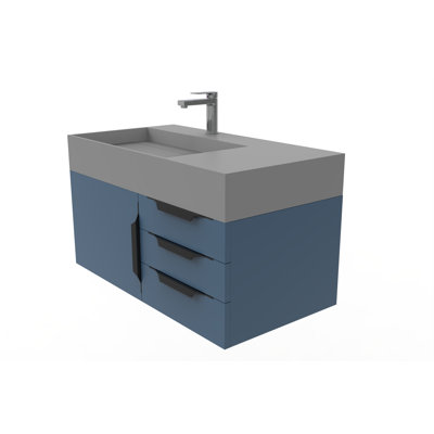 Bassi 36" Wall-Mounted Single Bathroom Vanity Set