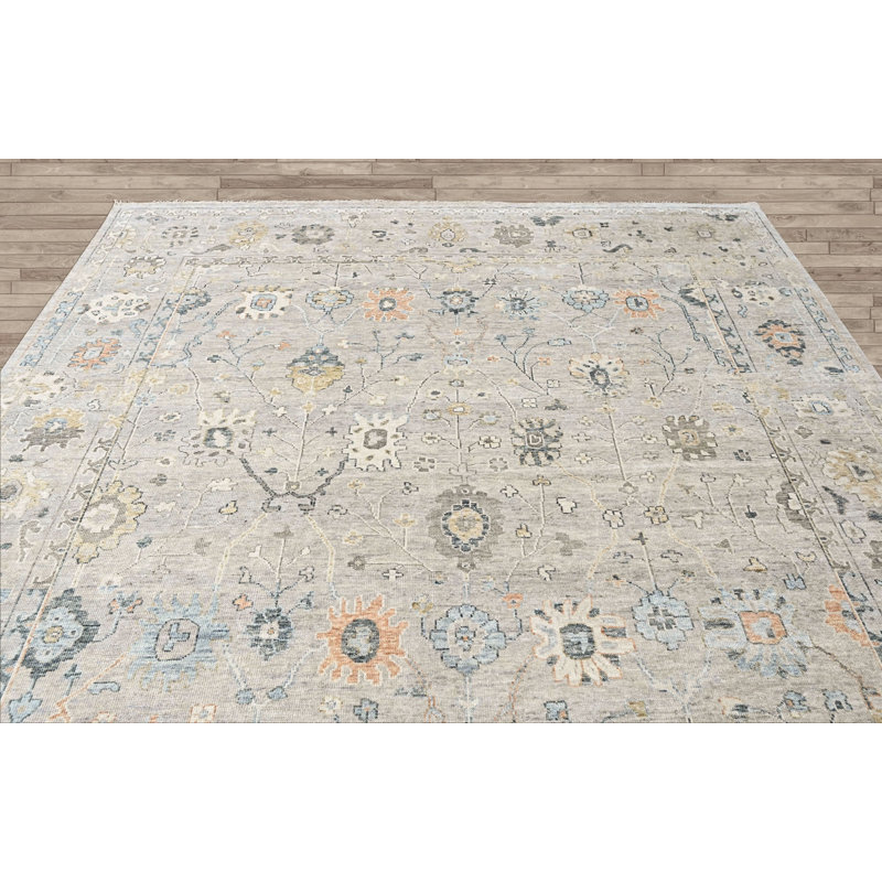 Tapis transitionnel gris Oushak, Rectangle 8 pi 8 po x 11 pi 6 po