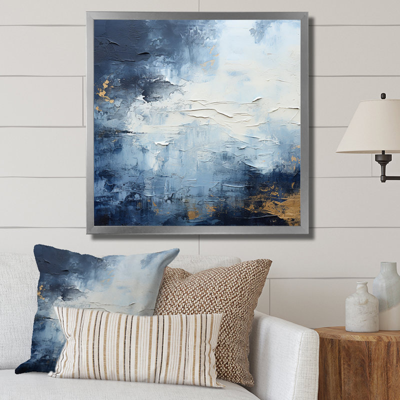 Minimalism Blue Sky Storm - Print, Silver Single Picture Framed, 16" H x 16" W x 1" D