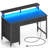 Linze Computer Desk w/ Monitor Shelf, RGB LED Lights, USB Ports & Drawers-776955453-776955451