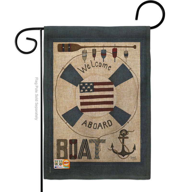 En toile jute à bord nautique à 2 côtés 19 po x l 13 po drapeau de jardin