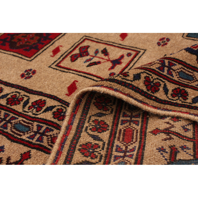 Tapis unique en laine noué à la main brun clair des années 2010 de 6 pi 7 po x 9 pi 1 po Genova