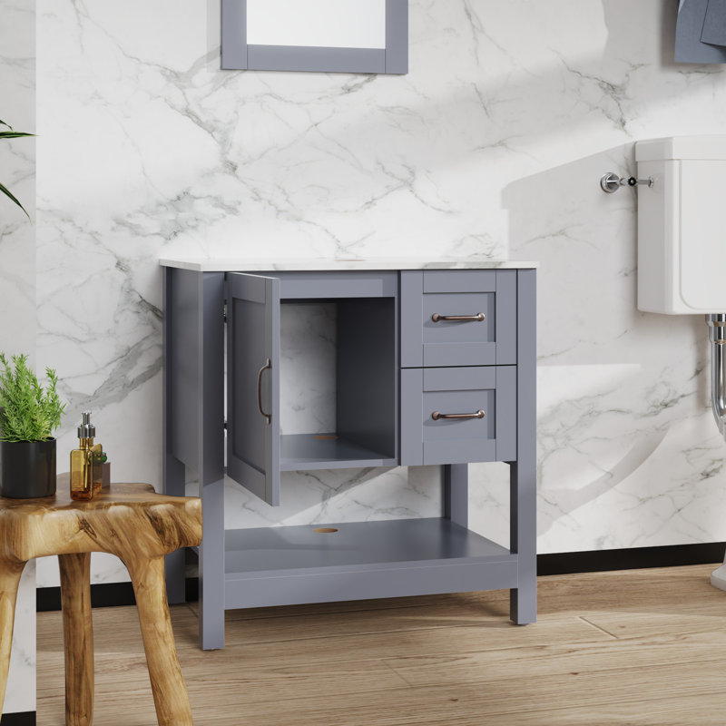 30'' Single Bathroom Vanity with Engineered Marble Top