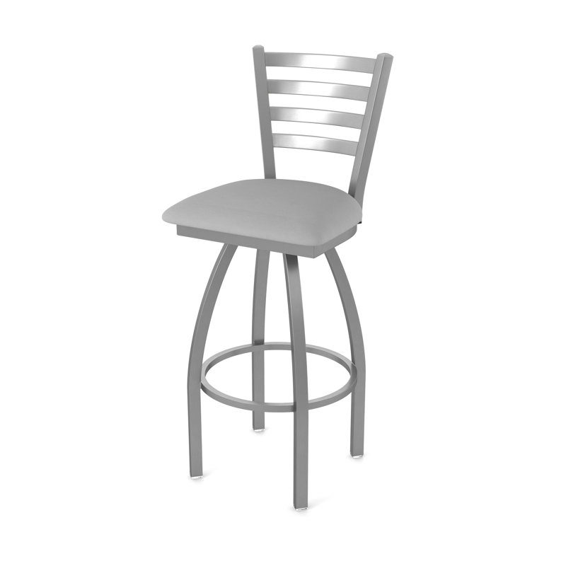 Jackie Swivel Stool, Stainless, Vinyl-Canter Folkstone Gray, Bar Stool (30" Seat Height)