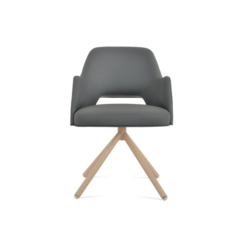 Marash Stick Swivel Arm Chair, Natural, Dark Gray