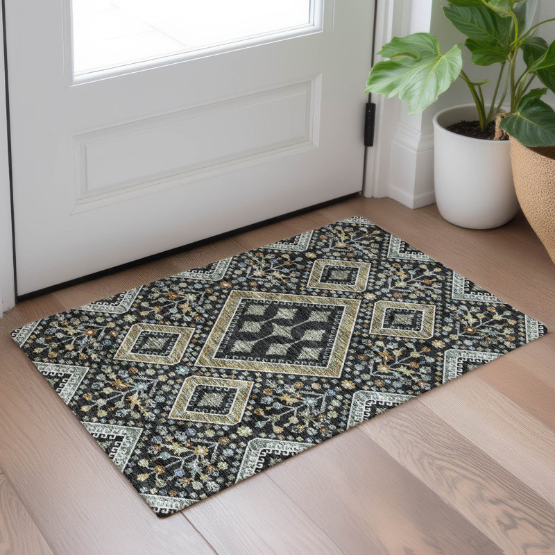 Tapis d'intérieur / extérieur lavable à la machine Chantille ACN2459, Noir, 1 pi 8 po x 2 pi 6 po