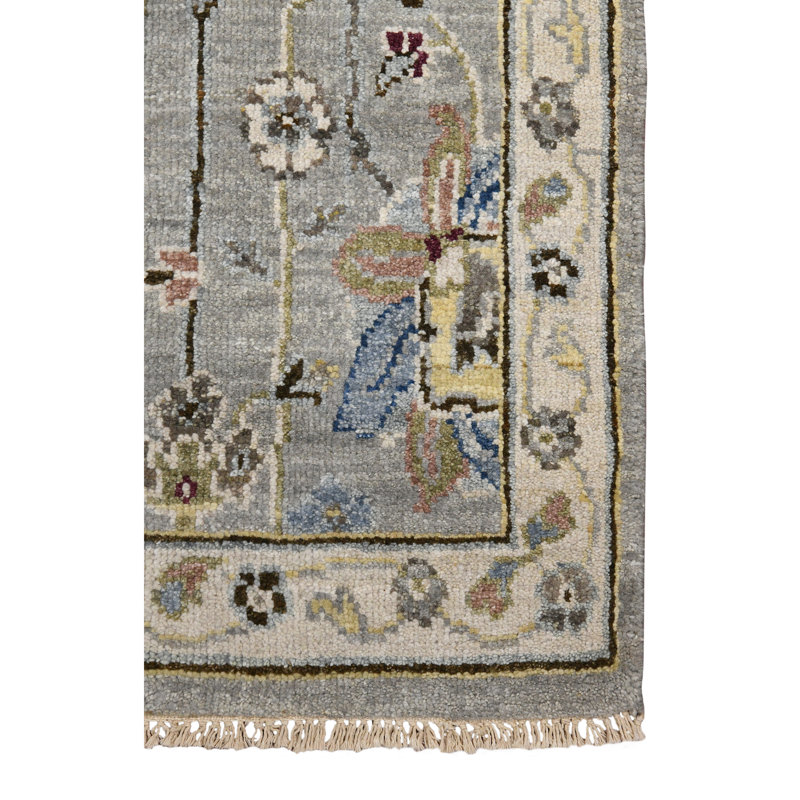 Bristol Hand Knotted Wool Floral Area Rug, Rectangle 8' x 10'