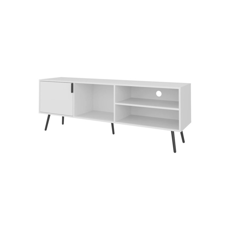 Wengue TV Stand Multistorage With A Door And Open Storage, White