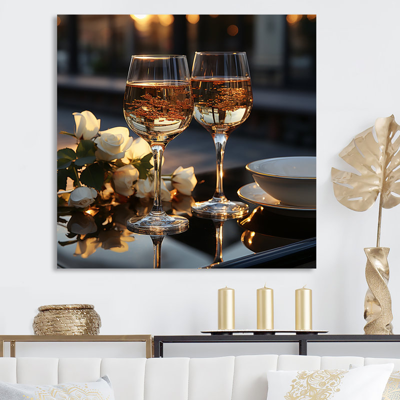 Toile réfléchissante I - vin et champagne, impressions sur toile, Toile tendue, H 24 po x l 24 po x P 1 po