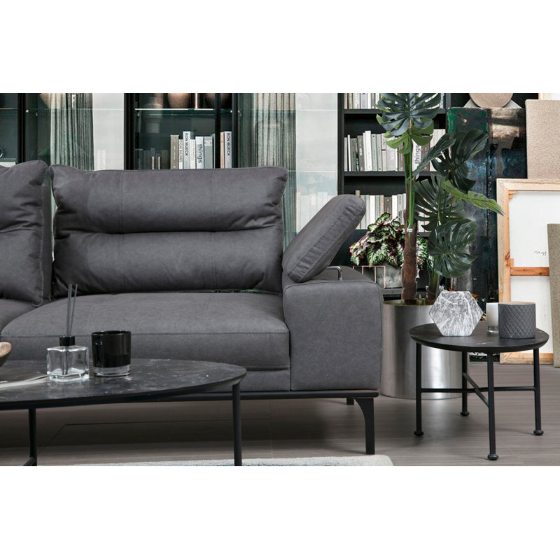 Canapé modulaire à angle large 121,65 po, Face à la gauche, gris