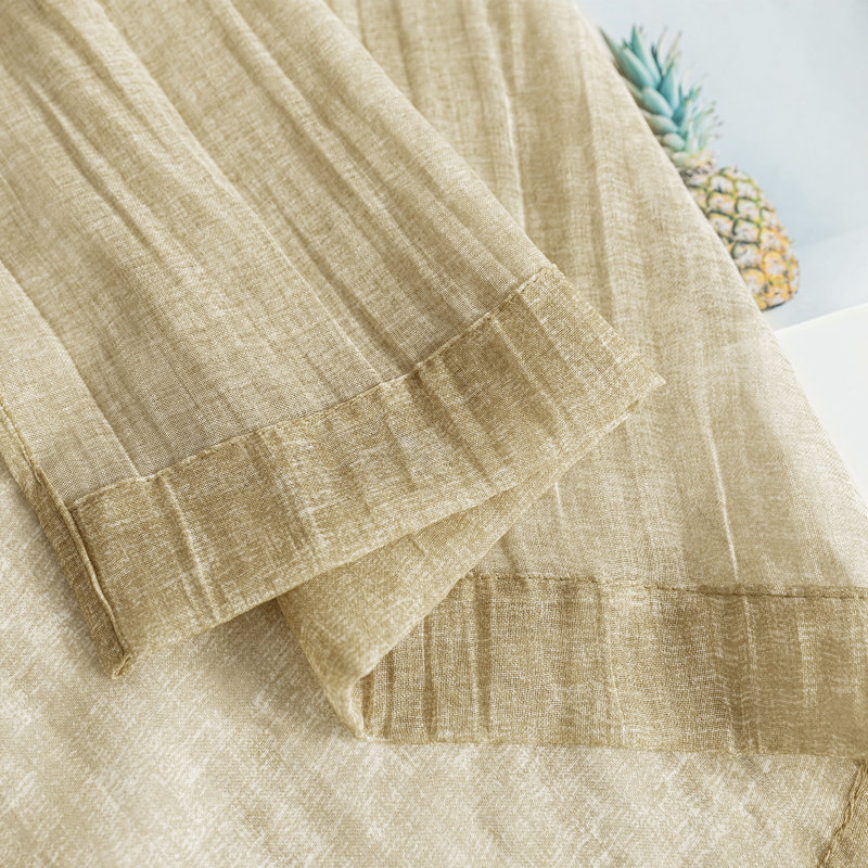 Paire de rideaux transparents avec passe-tringle Crinkle, L 50 po x L 84 po, Taupe chaleureux